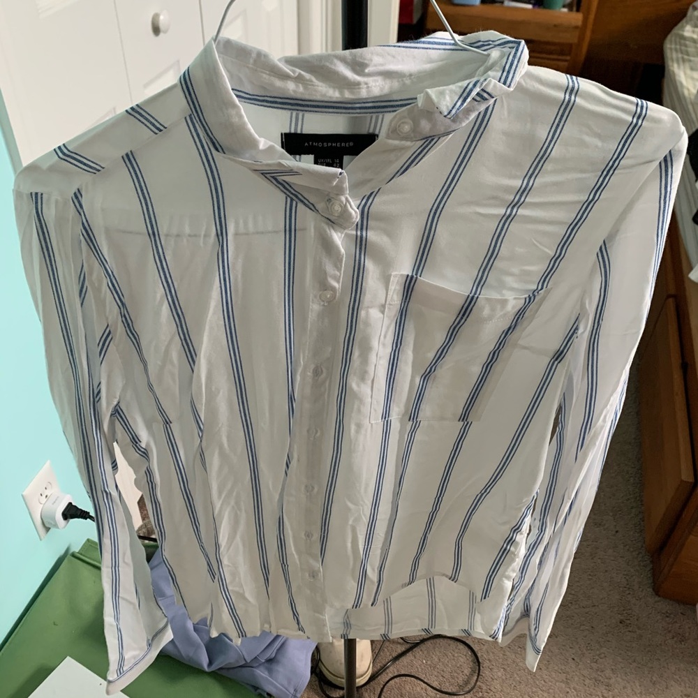 Striped Button-down Cotton Blouse